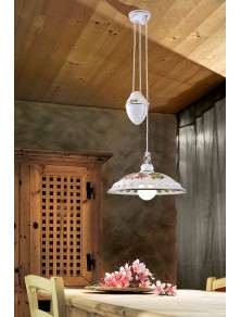 CLASSIC NAPOLI C373-11, Suspension Ceiling Lamp with Ceramic Slide, Ferroluce