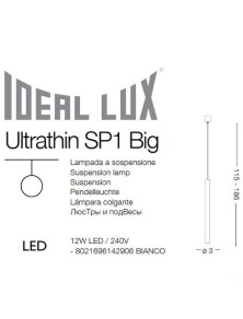 ULTRATHIN SP D100 ROUND, luminária pendente, Ideal Lux