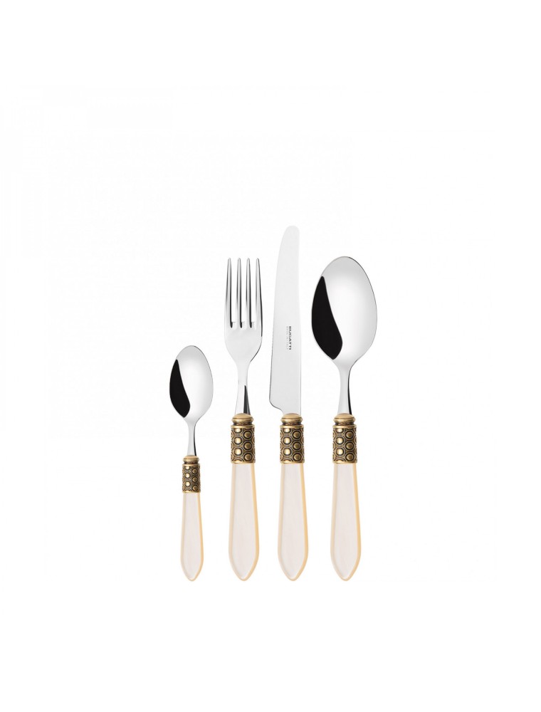 OPTICAL Golden Ring, Cutlery Set 24 Pcs, Compact Box, Casa Bugatti