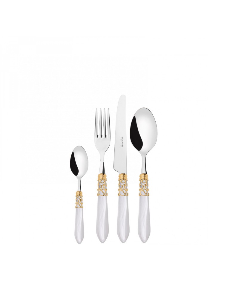 Melodia golden ring, cutlery set 24 pcs, compact box, Casa Bugatti