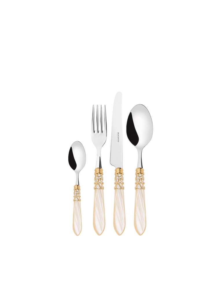 Melodia golden ring, cutlery set 24 pcs, compact box, Casa Bugatti