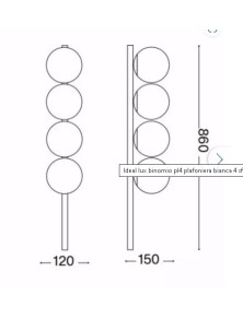 BINOMIO PL4, Plafoniera, Ideal Lux