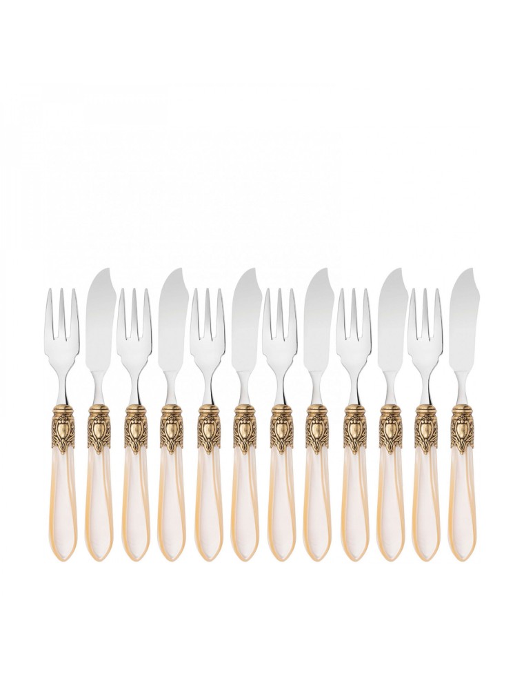 OXFORD Golden Ring, Cutlery Set 12 Pcs Fisch, Gallery Box, Casa Bugatti