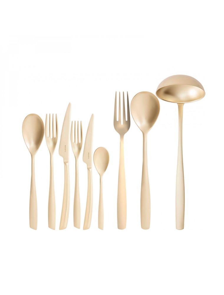 RIVIERA Champagne, Posate Set 75 Pz, Scatola Legno Wengè, Casa Bugatti